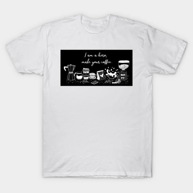 Barista Coffee lover sketch T-Shirt by Janatshie